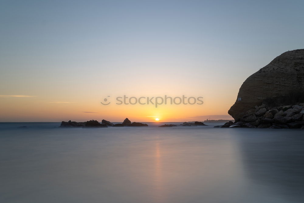 Similar – Image, Stock Photo Coast and calm sea in evening