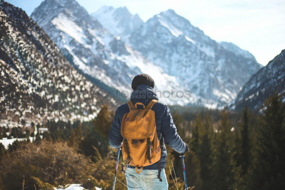 Similar – Young woman crossing the Alps