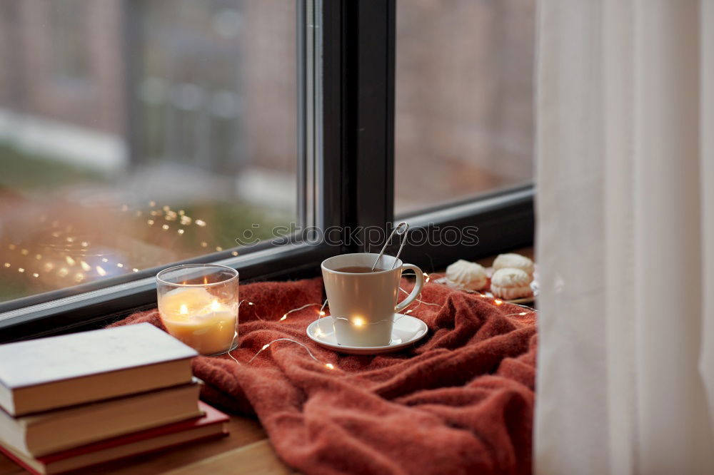 Similar – Image, Stock Photo cozy autumn morning at home. Hot cocoa with marshmallows