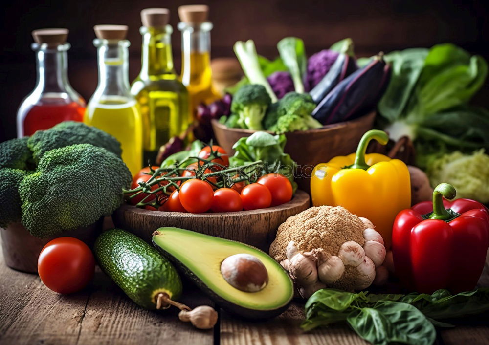 Similar – Vegetables and utensils on kitchen table