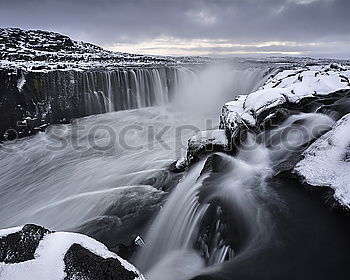 Similar – Image, Stock Photo Closeup of frozen waterfall Godafoss in Iceland