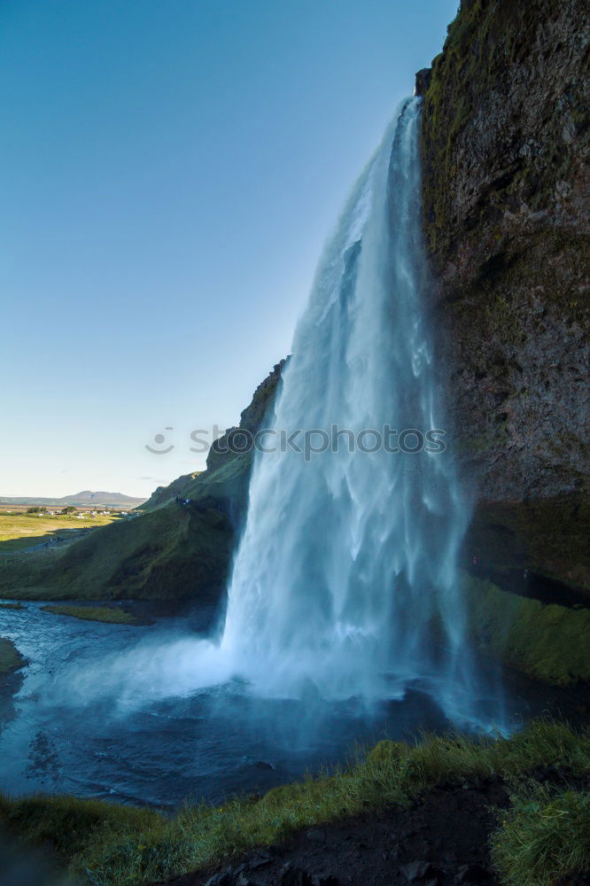 Similar – View of amazing waterfall on cloudy day