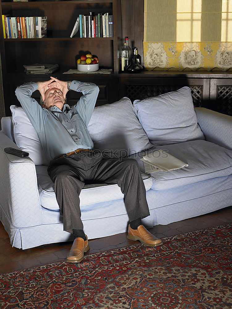 Similar – Image, Stock Photo Woman at home reading in an armchair