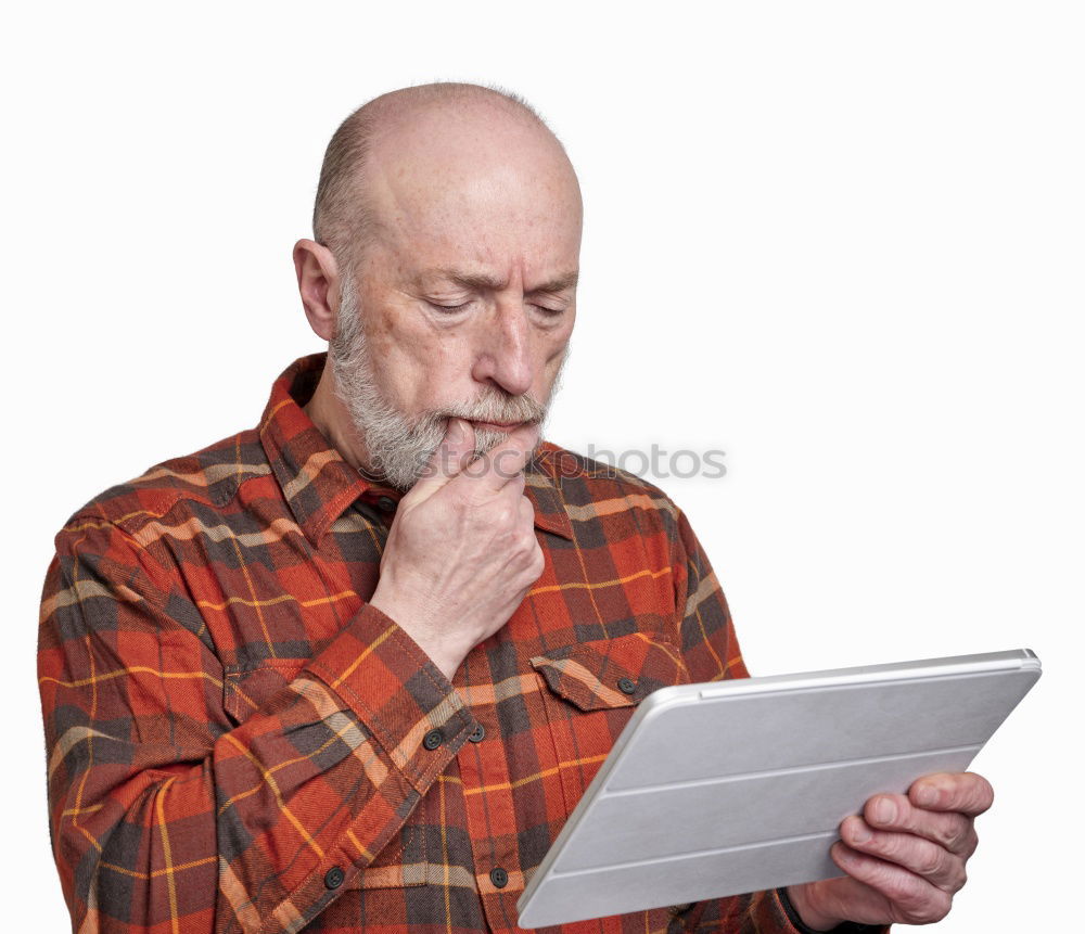 Similar – Image, Stock Photo Senior citizen with smartphone in the woods