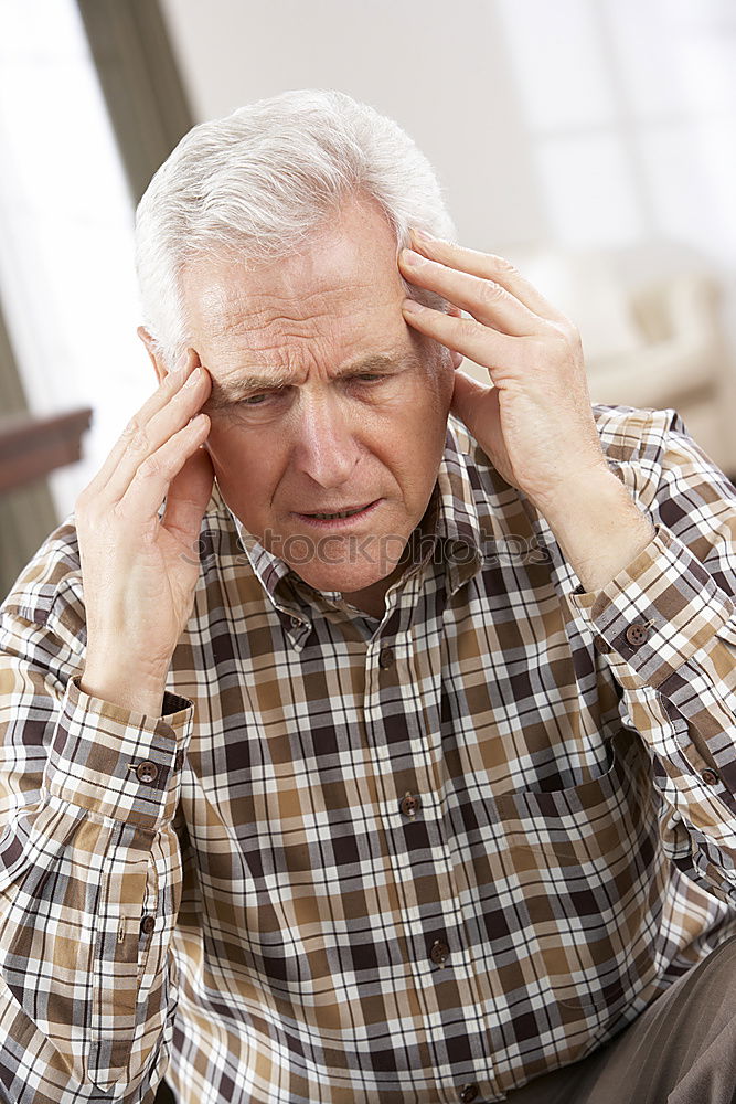 Similar – Close up face portrait Older depressed man