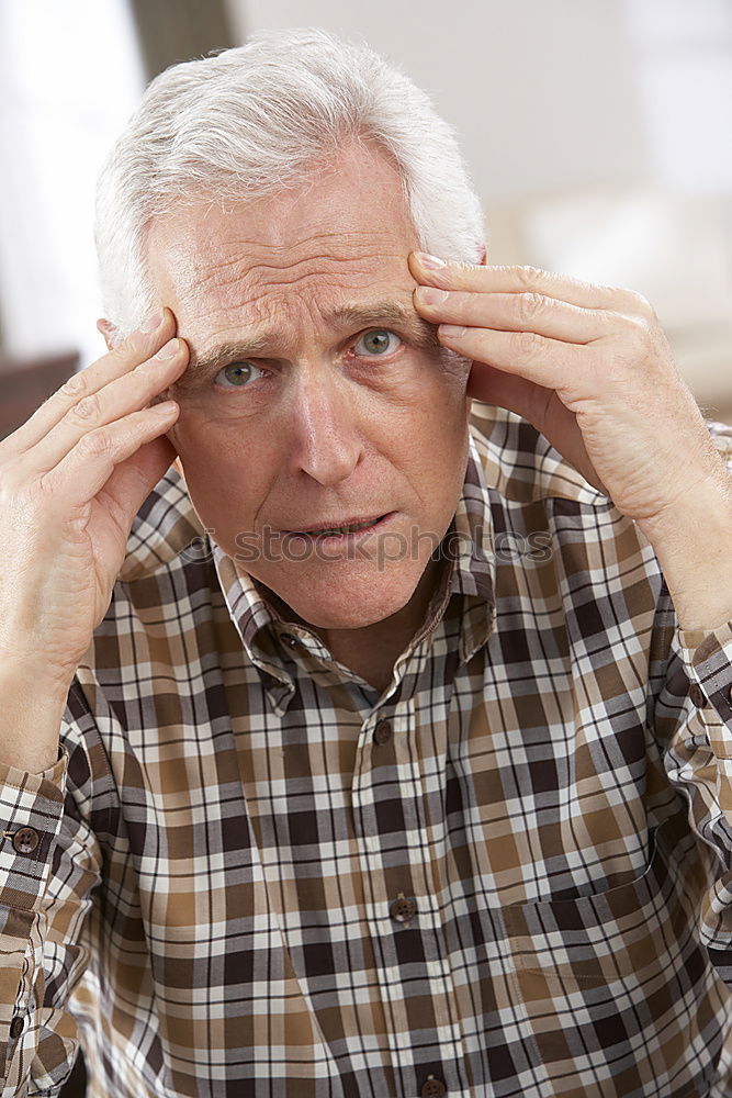 Similar – Close up face portrait Older depressed man