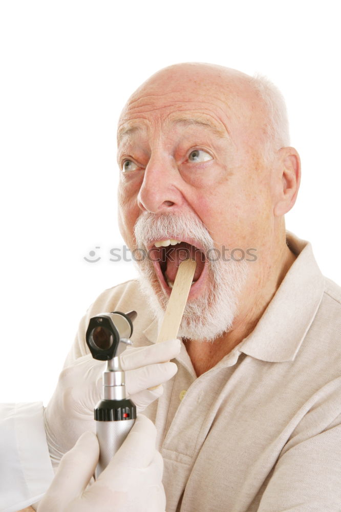 Similar – Senior man using medical equipment for inhalation with respiratory mask, nebulizer