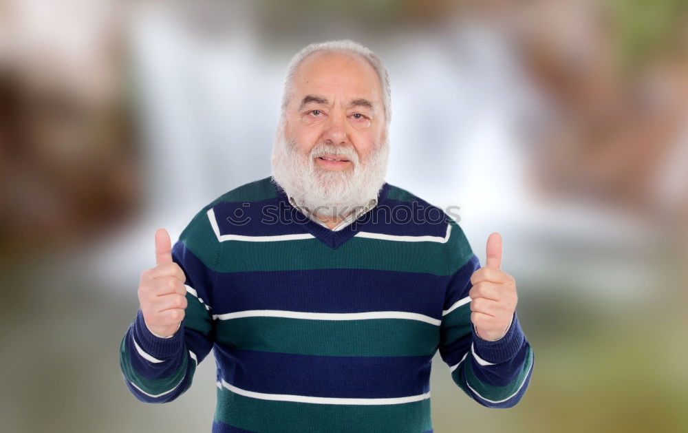 Similar – Image, Stock Photo Cheerful old man with grey hair and long beard looking at camera