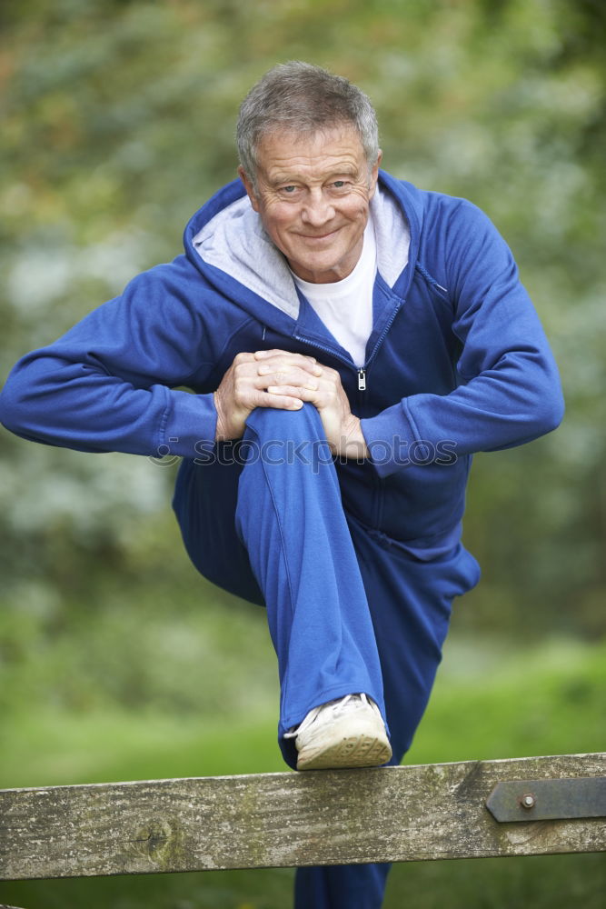 Similar – Image, Stock Photo Senior Man Exercising In Park