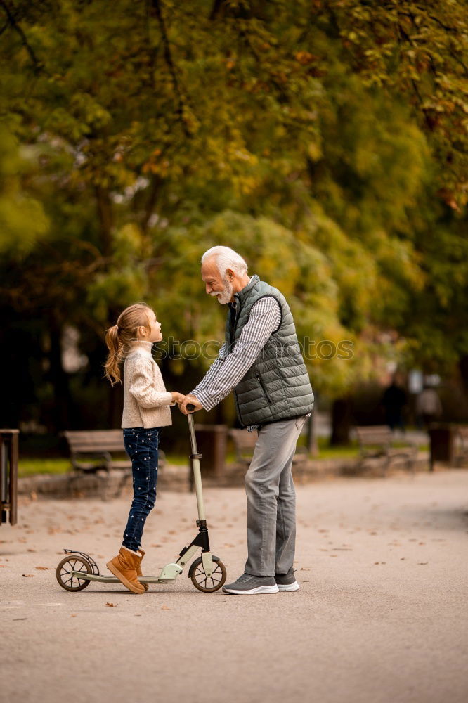 Similar – Image, Stock Photo Grandpa has his grandson on his arm
