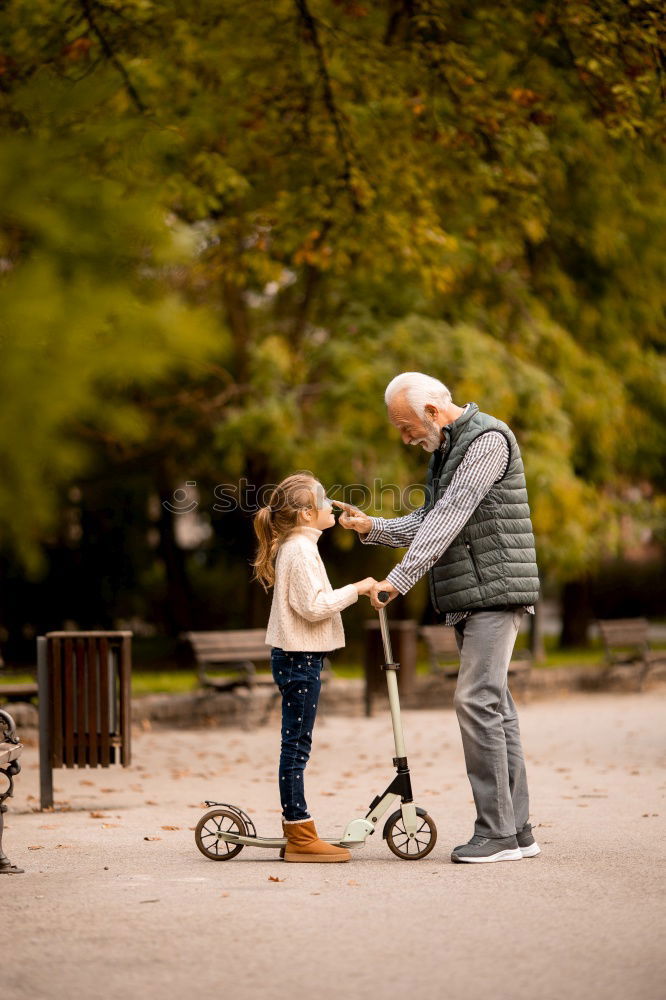 Similar – Image, Stock Photo Grandpa has his grandson on his arm