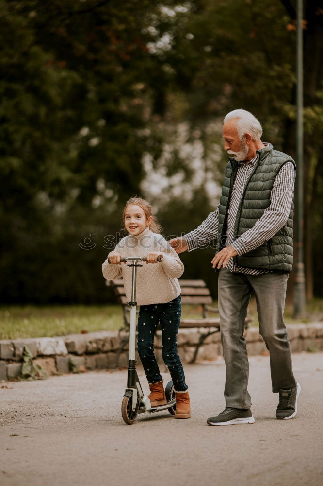 Image, Stock Photo Grandpa has his grandson on his arm