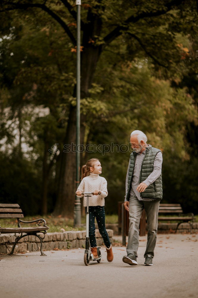 Similar – Image, Stock Photo Grandpa has his grandson on his arm