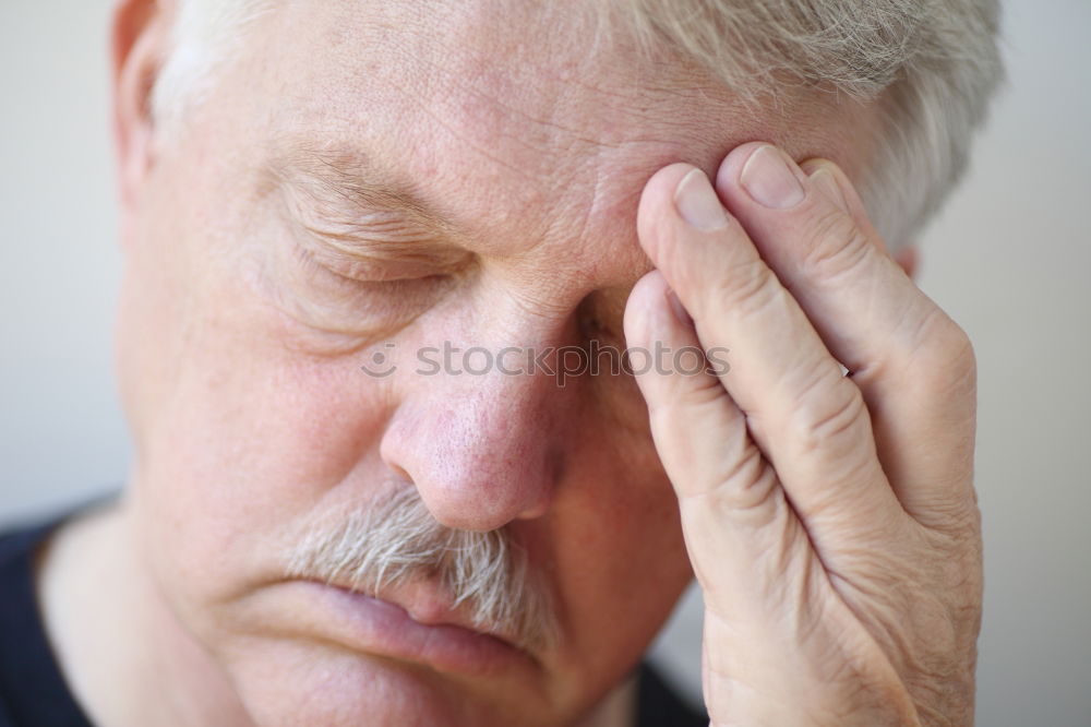 Similar – Close up face portrait Older depressed man