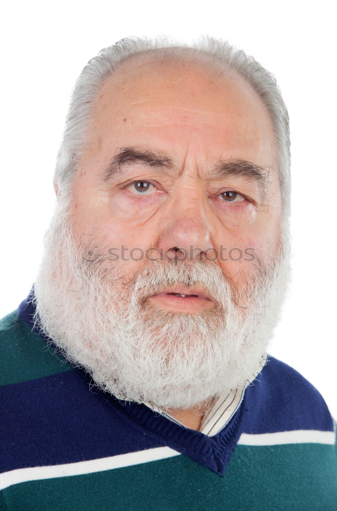 Similar – Image, Stock Photo Cheerful old man with grey hair and long beard looking at camera