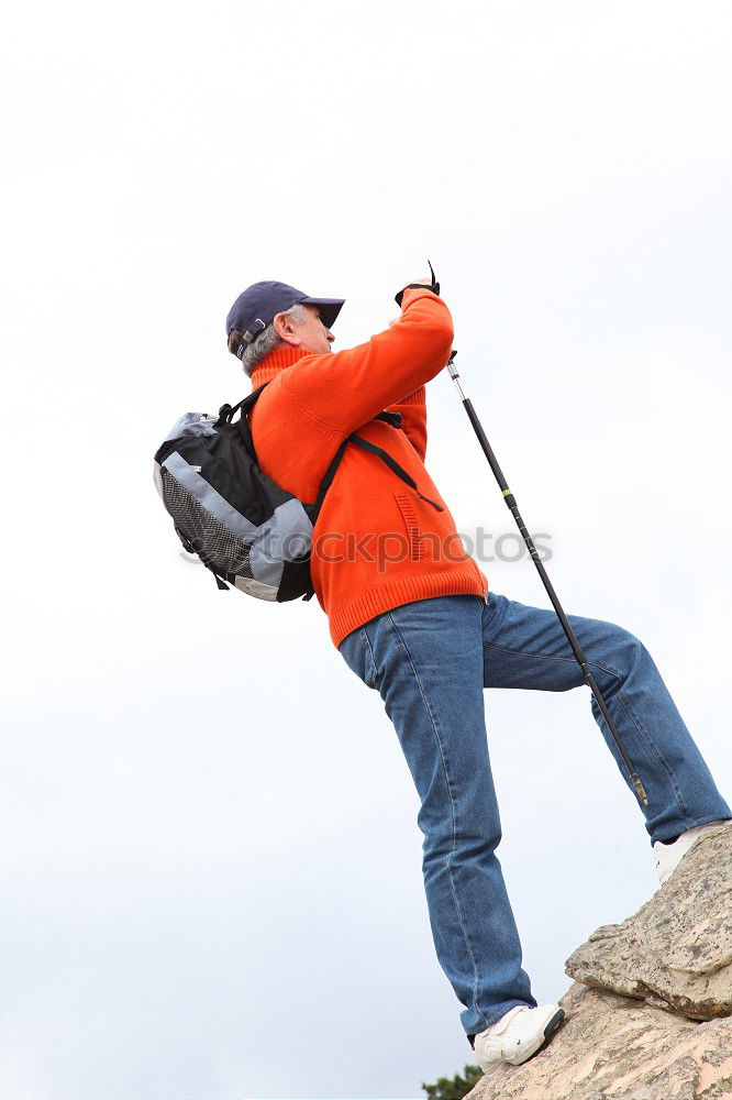 Similar – Image, Stock Photo Portrait senior man walking with his bicycle next to the sea