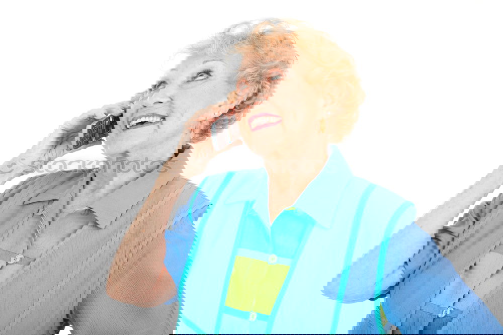 Similar – Image, Stock Photo Happy elderly woman on the mobile phone