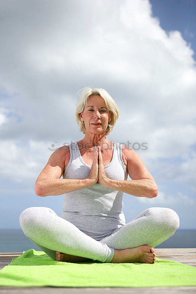 Similar – Image, Stock Photo Woman doing yoga by the lake