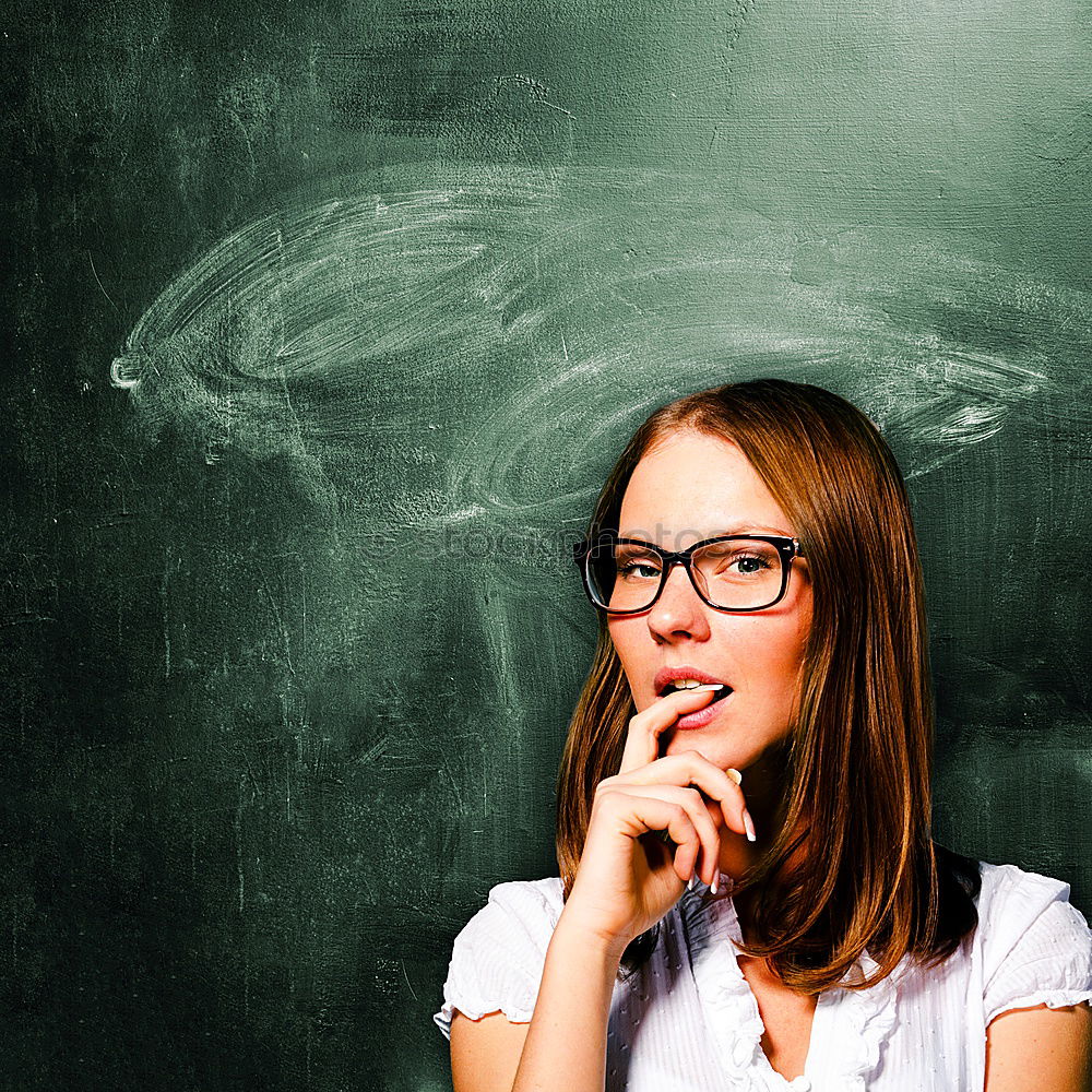 Similar – Image, Stock Photo Pupil at chalkboard with briefcase in hand