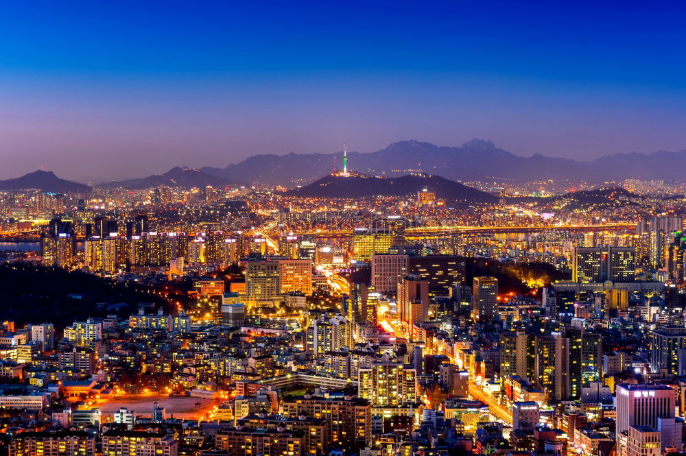 Similar – Image, Stock Photo Panoramic night view of Malaga city, Spain