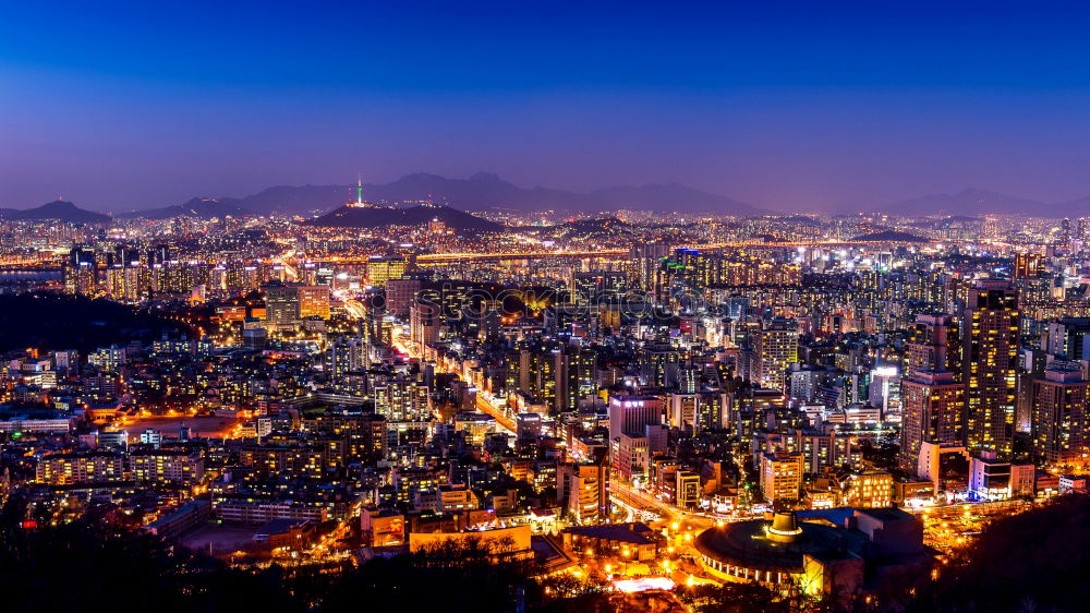 Similar – Image, Stock Photo Panoramic night view of Malaga city, Spain