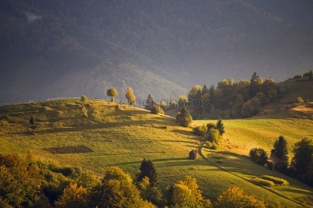 Similar – Autumn mountain panorama. October on Carpathian hills