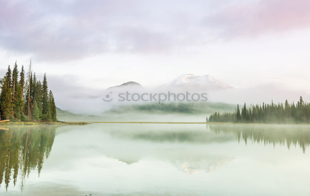 Similar – mountain range reflected in Barmsee lake, Germany