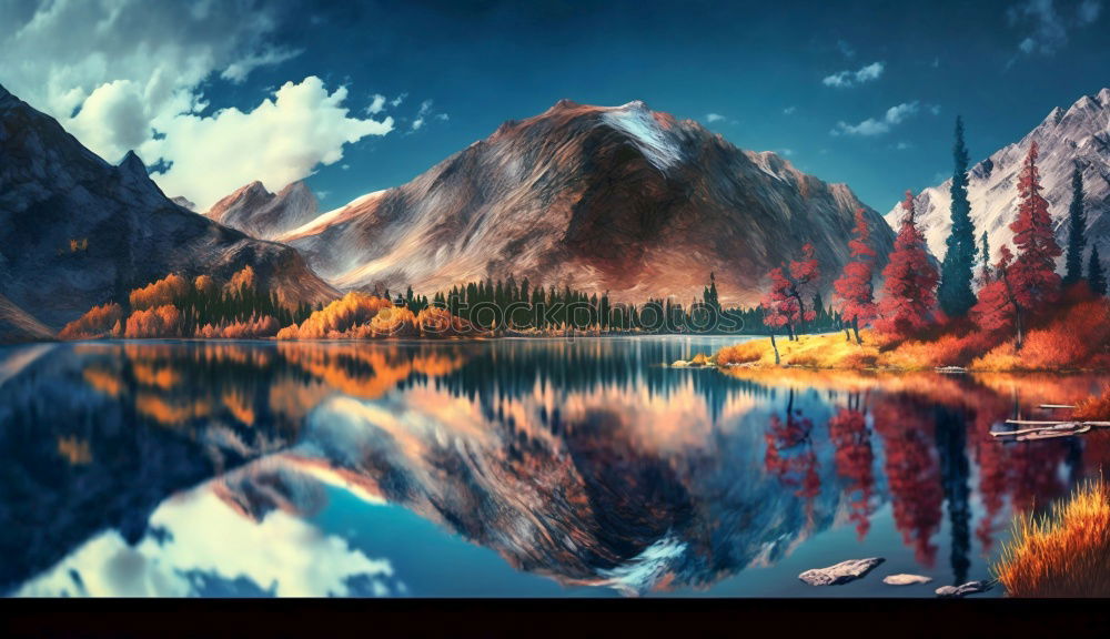 Image, Stock Photo Autumn atmosphere at Pragser Wildsee, Dolomites, South Tyrol