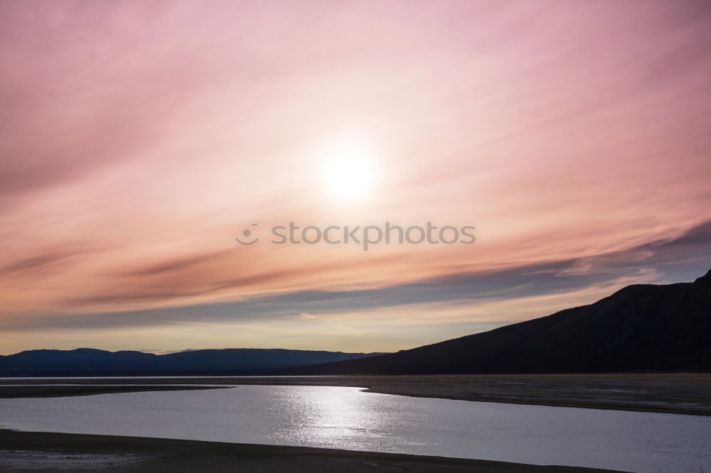 Similar – Song Kul lake with horses in sunrise