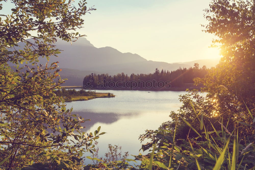 Similar – Breathtaking view of lake in mountains