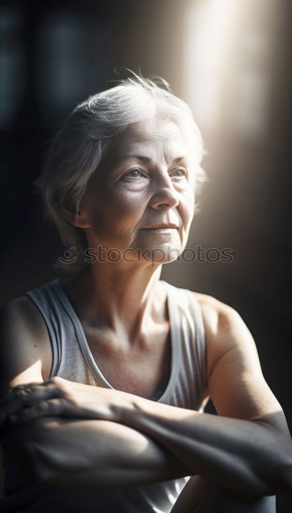 Similar – Image, Stock Photo Senior citizen looks at her smartphone in the autumn forest