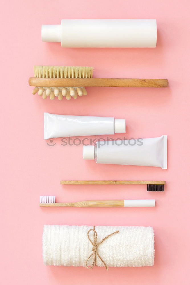 Similar – Plastic fork pattern on pink background