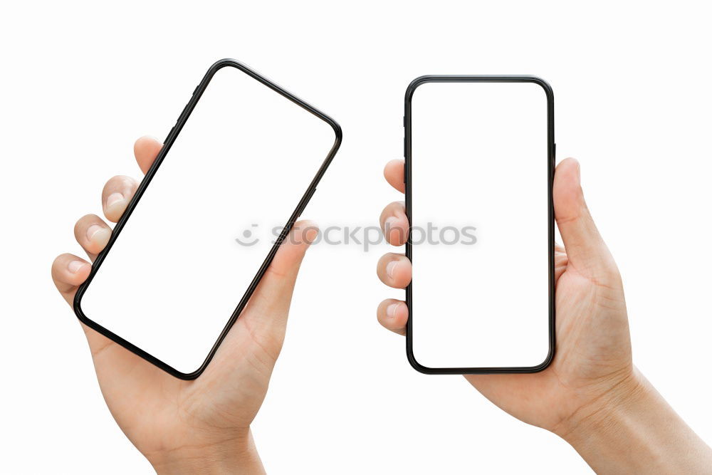 Similar – Image, Stock Photo Two smart phone with blank screen on pink background. 3d rendering