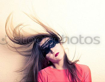 Similar – Image, Stock Photo Young redhead woman with a yellow dress in a yellow room