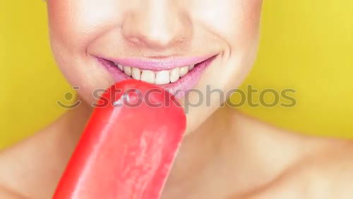 Similar – Image, Stock Photo Young woman eating lemon ice creams