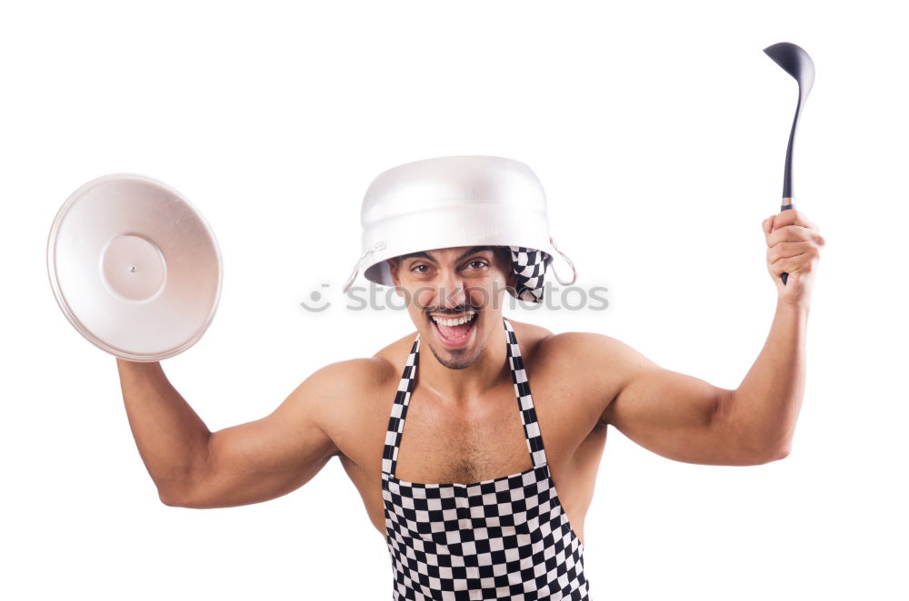 Similar – senior woman with cook hat and rolling pin and spatula on gray background