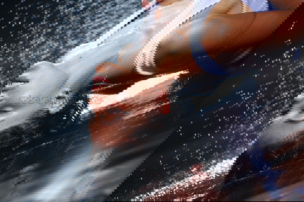 Similar – Image, Stock Photo Water march! Party Hot Wet