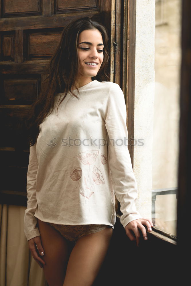 Similar – Stylish woman on park bench