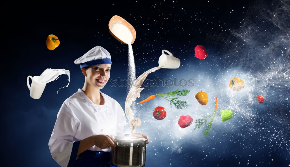 Similar – Girl cutting out the Christmas symbols in the dough