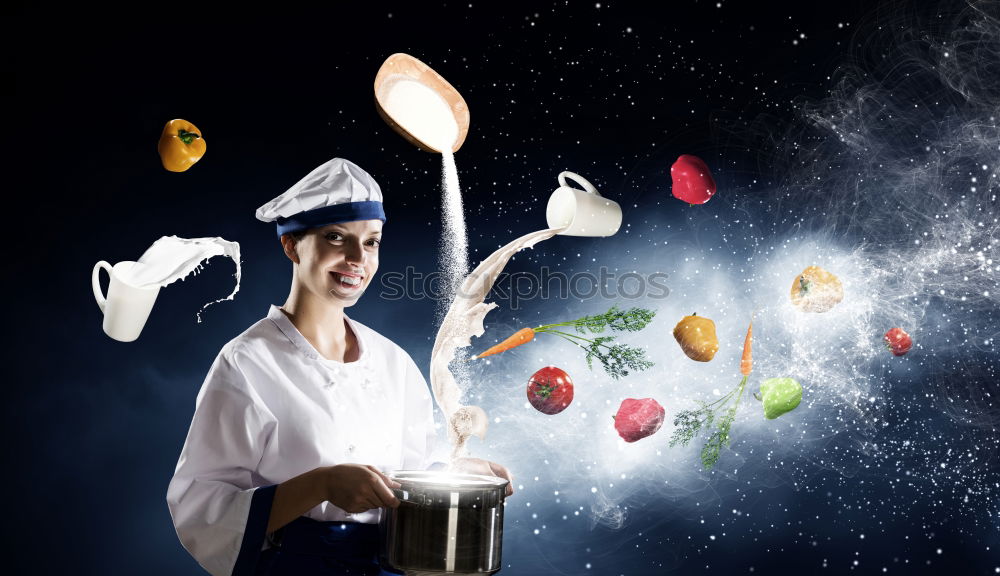 Similar – Girl cutting out the Christmas symbols in the dough