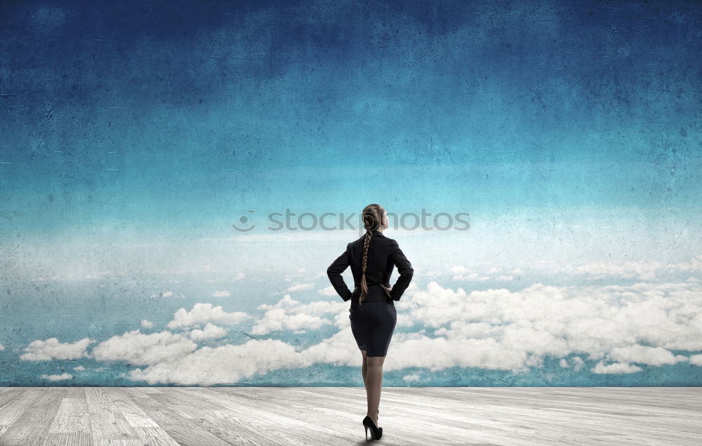 Similar – Image, Stock Photo Young fit blonde woman running on the bridge