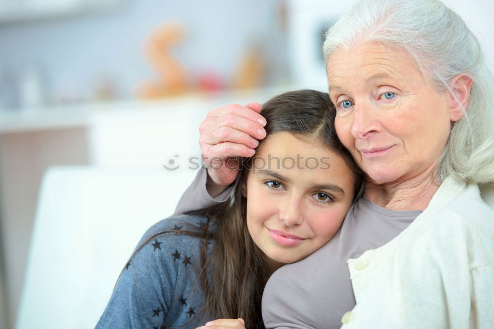 Similar – Image, Stock Photo Female caretaker posing with elderly patient