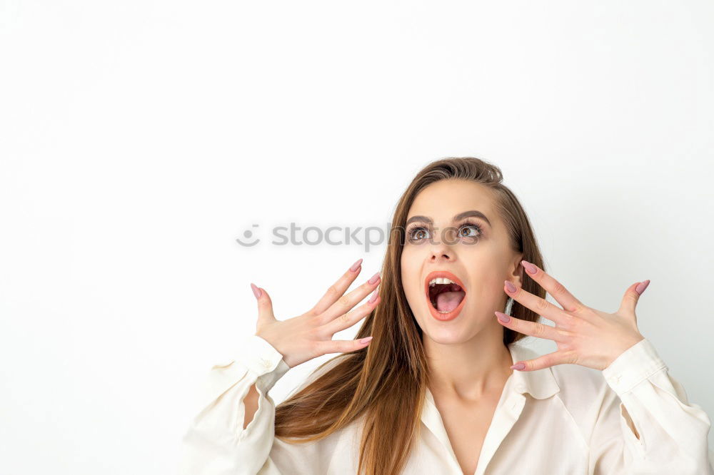 Similar – Man celebrating good news.