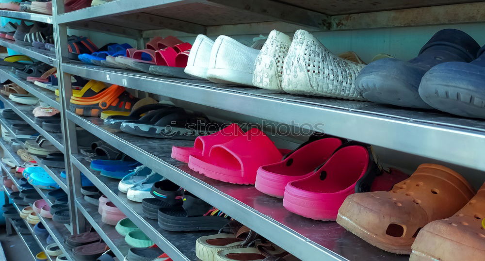 Similar – Image, Stock Photo Shelves with different shoes