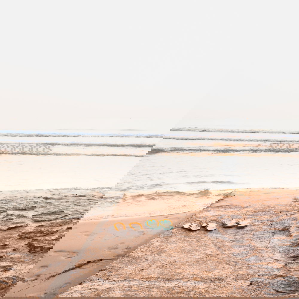 Image, Stock Photo Terrace and cyclists on the beach