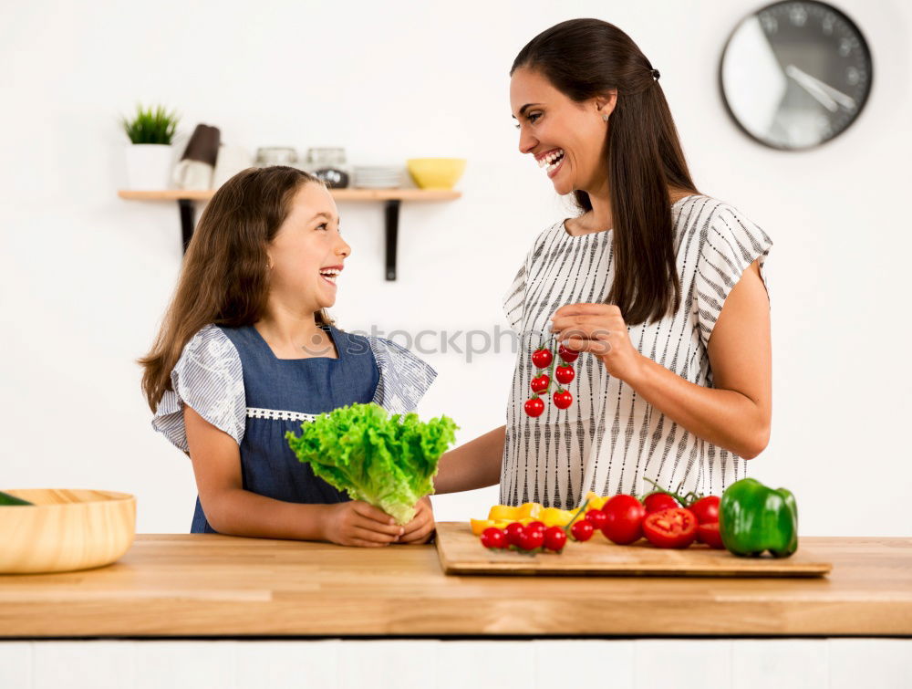 Similar – Image, Stock Photo Little sisters girl preparing baking cookies.