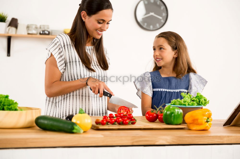 Similar – Image, Stock Photo Little sisters girl preparing baking cookies.