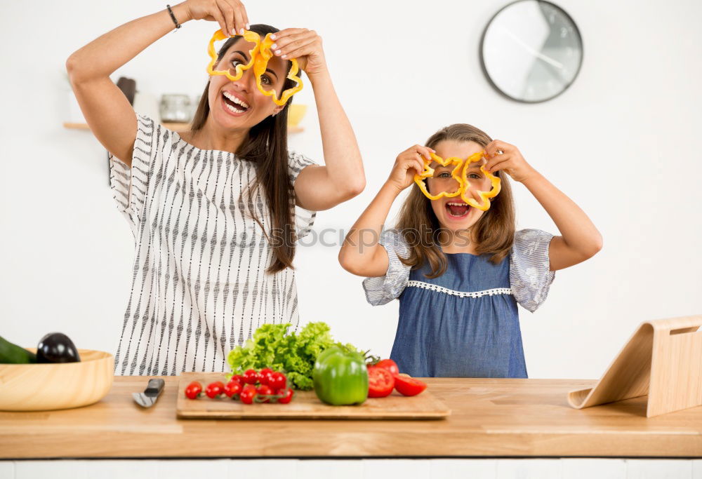 Similar – Image, Stock Photo Little sisters girl preparing baking cookies.