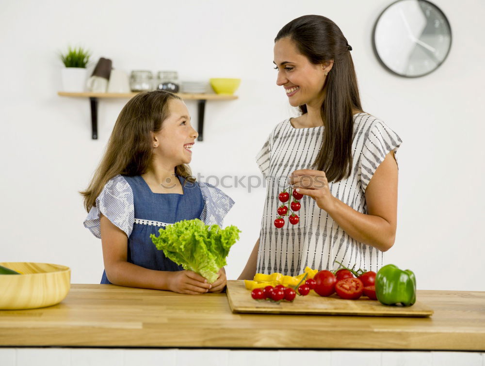 Similar – Image, Stock Photo Little sisters girl preparing baking cookies.