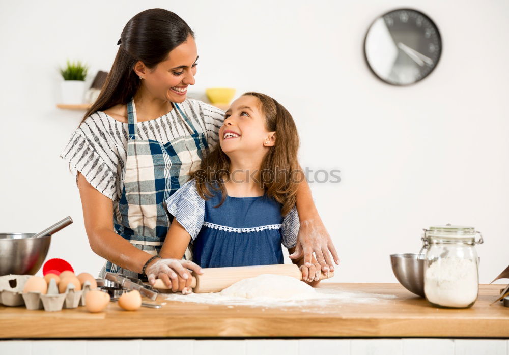 Similar – Image, Stock Photo Little sisters girl preparing baking cookies.